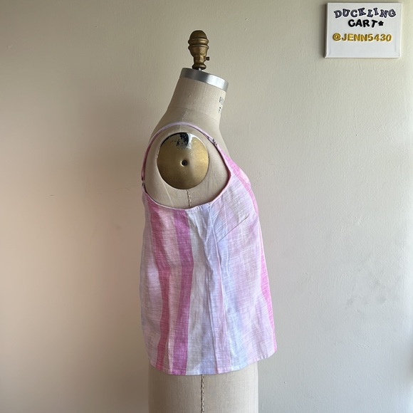 NWT👕 Splendid Sunset Hibiscus Stripe Linen Blend Tank Top SZ-XS - Picture 7 of 12